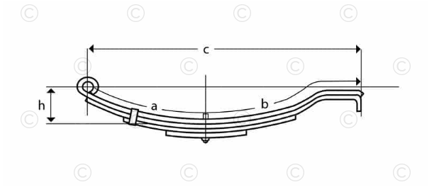 UNA232 | Trailer Leaf Spring | Slipper - Hook End | 5 Leaves | 3,500 lbs. Capacity