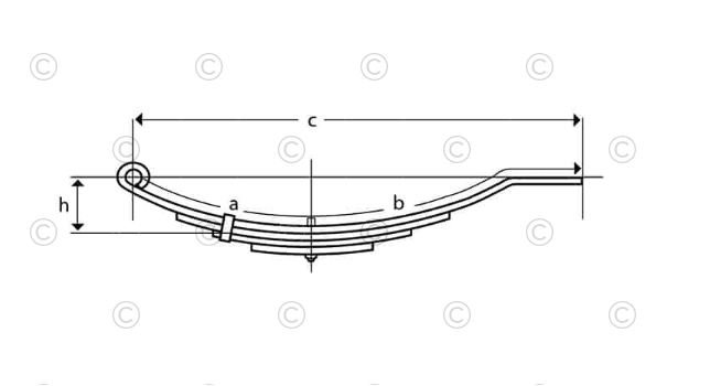 UNA-039 | Trailer Leaf Spring | Slipper - Flat End | 3 Leaves | 1,430 lbs. Capacity