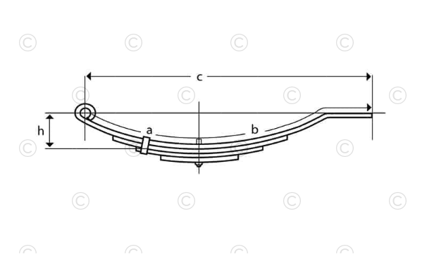 UNA-043 | Trailer Leaf Spring | Slipper - Flat End | 4 Leaves | 1,000 lbs. Capacity