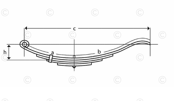 UNA-034 | Trailer Leaf Spring | Slipper - Radius End | 3 Leaves | 800 lbs. Capacity