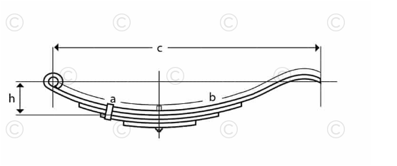 UNA-180 | Trailer Leaf Spring | Slipper - Radius End | 5 Leaves | 1,240 lbs. Capacity