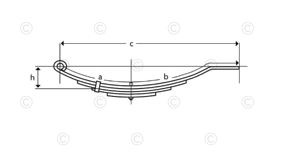 UNA-016 | Trailer Leaf Spring | Slipper - Flat End | 5 Leaves | 1,184 lbs. Capacity
