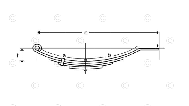 UNA-203 | Trailer Leaf Spring | Slipper - Flat End | 3 Leaves | 900 lbs. Capacity