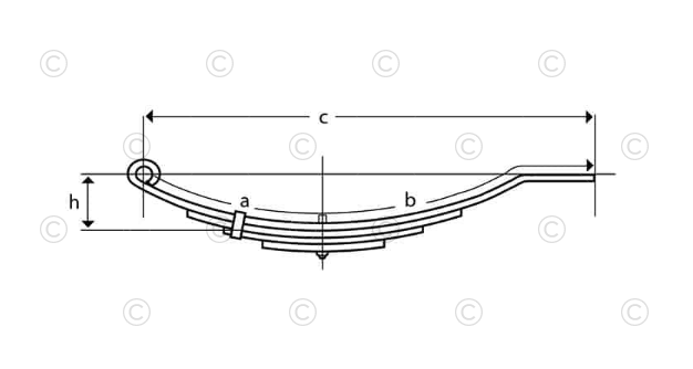 UNA-017 | Trailer Leaf Spring | Slipper - Flat End | 6 Leaves | 1,415 lbs. Capacity