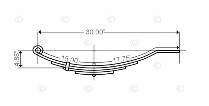 UNA-057 | Trailer Leaf Spring | Slipper - Flat End | 6 Leaves | 3,000 lbs. Capacity