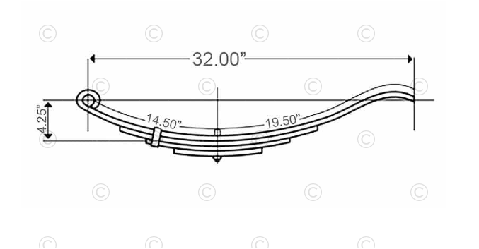 UNA-028 | Trailer Leaf Spring | Slipper - Radius End | 2 Leaves | 600 lbs. Capacity