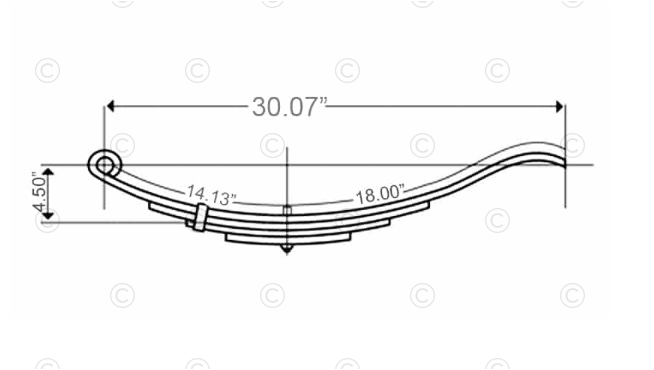 UNA-298 | Trailer Leaf Spring | Slipper - Radius End | 5 Leaves | 5,000 lbs. Capacity