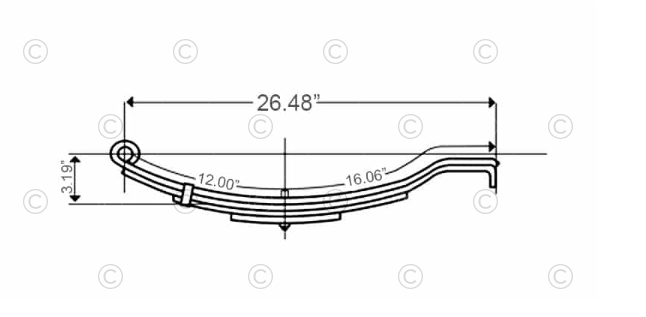 UNA-229 | Trailer Leaf Spring | Slipper - Hook End | 4 Leaves | 1,500 lbs. Capacity